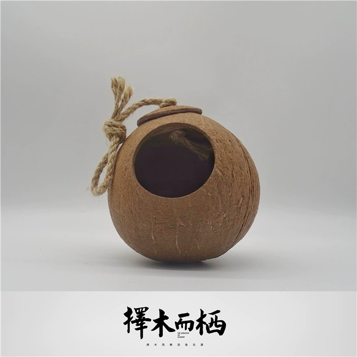 Острига, хомяк, шиншилла, рептилия, гнездо для домашних птиц, укрытие из скорлупы кокоса с лестницей, ландшафтное украшение, выберите дерево для проживания, аквариум.