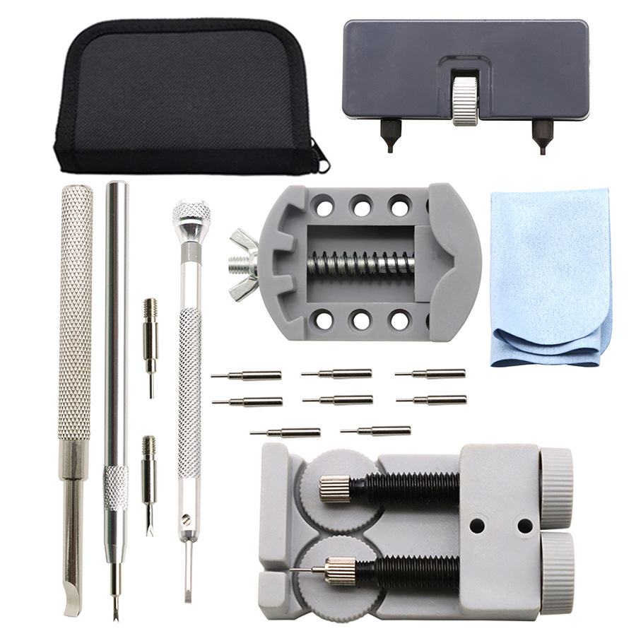 修表工具 固定手表拆表带开表后盖套装 17合1生耳批螺丝批绒布