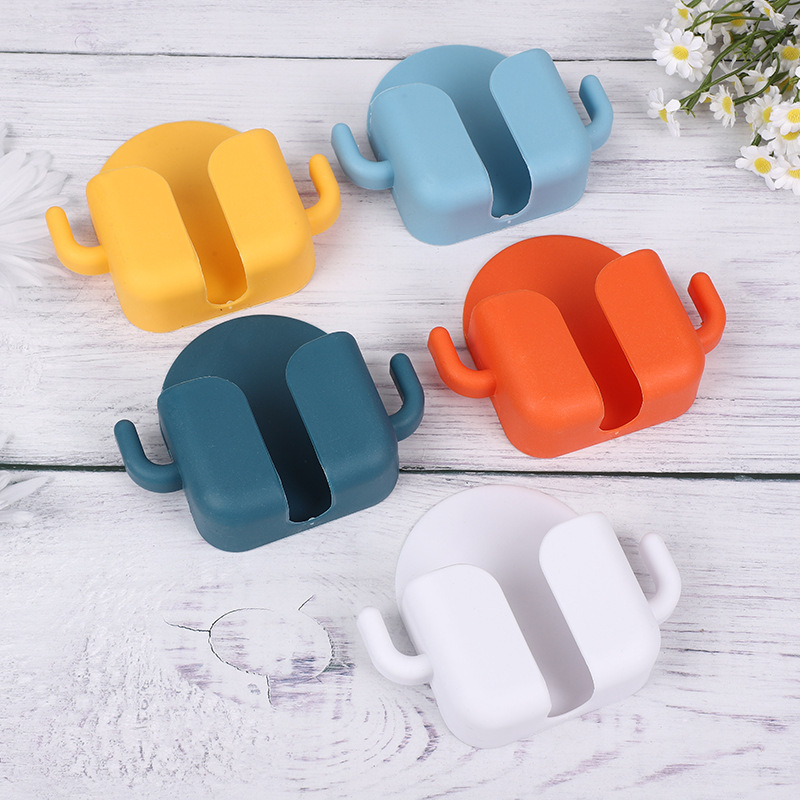 Household Simple Wall-Mounted Mobile Phone Charging Cable Storage Box Living Room Wall-Mounted Mobile Phone Hanger Punch-Free Storage Rack