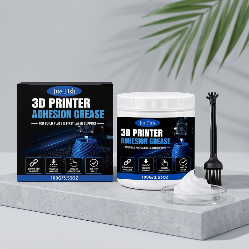 JUEFISH 3D printer platform adhesive paste enhances the adhesion of the printing base plate and prevents warping of the base layer