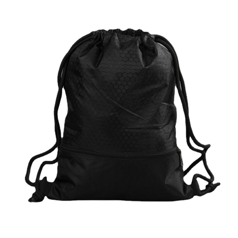 Gran capacidad deportes poliéster cordón bolsa logo publicidad cremallera almacenamiento bolsa hombro portátil nylon cordón mochila image 5