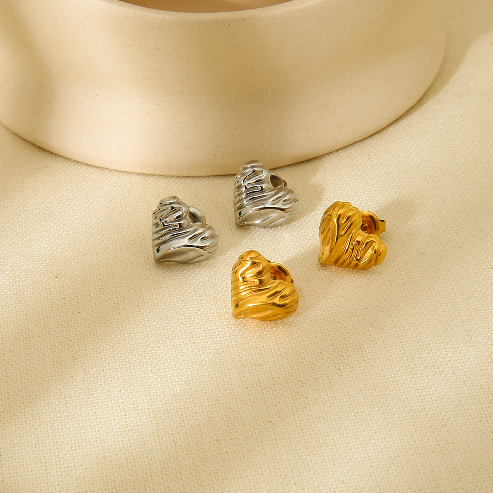 Ear Studs Classification 1 Pair Lady Heart Shape Plating 304 Stainless Steel Ear Studs