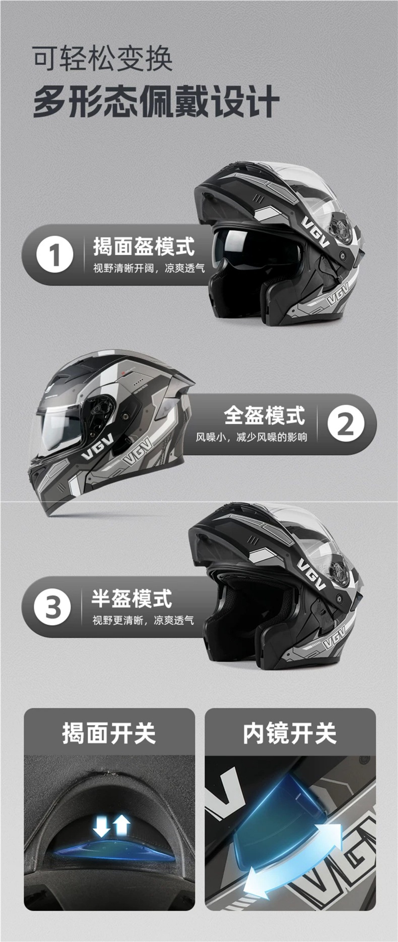 2026 New VGV3C Certified Motorcycle Open-Face Helmet, Summer All-Season Universal Motorbike Safety Helmet for Men and Women