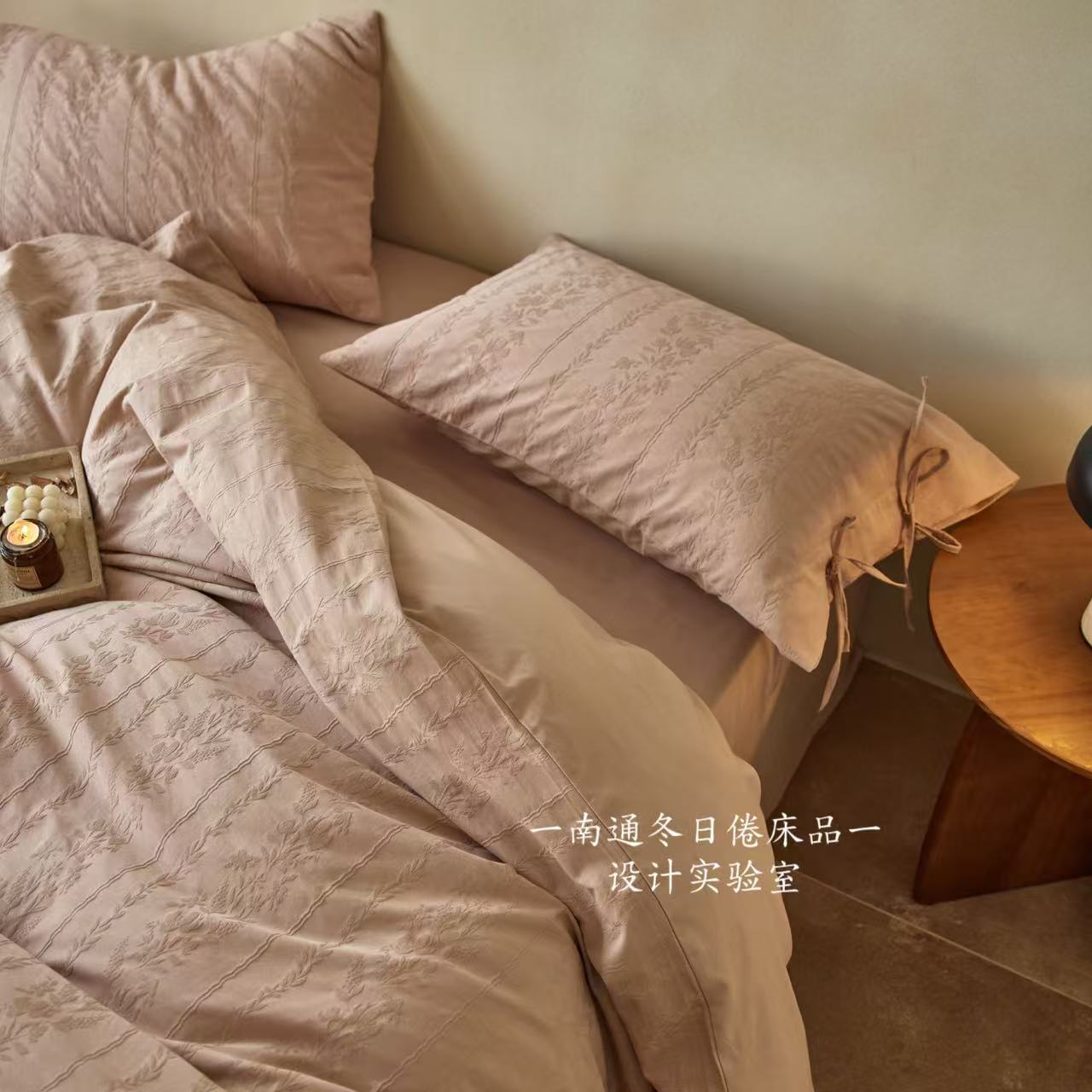 Warm and Mushroomy Feeling~ |   Class a Cotton Thickeneded Brushed Four-Piece Set Winter Warm Jacquard Cotton Bedding