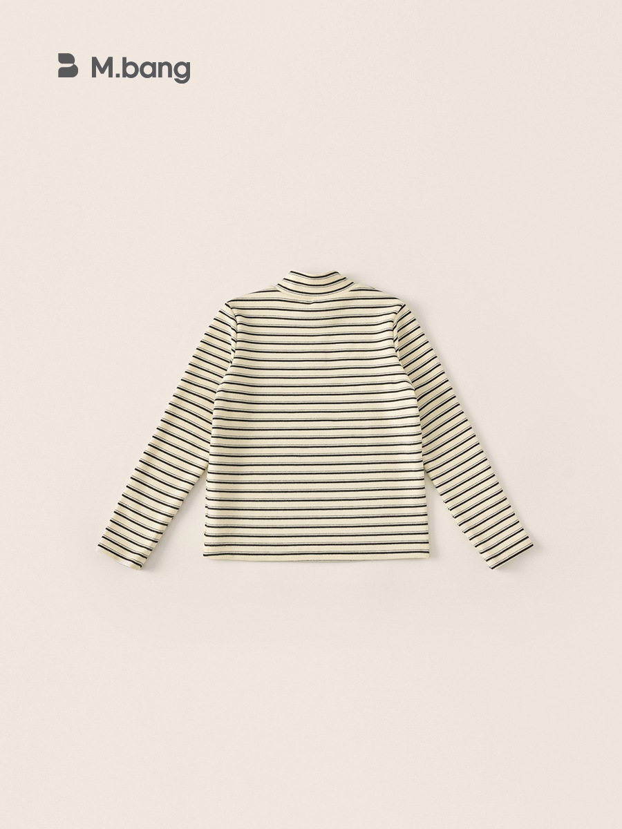 Yubao ropa infantil de cuello medio alto a rayas camisetas de manga larga para niños ropa de invierno de otoño y invierno chaqueta caliente para niñas