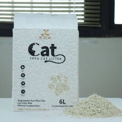 Deodorizing dust-free flushable toilet cat litter with milk fragrance 6L cat box litter for catteries using fast clumping non-stick tofu cat litter wholesale