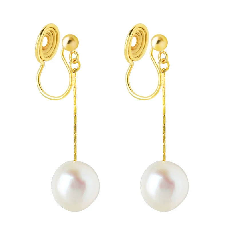 Ear clips from pearl, mosquito coil, earrings with tassels, no pierced ears