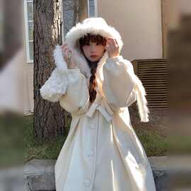 高级感保暖加厚毛呢外套冬季新款甜美小个子显瘦毛领呢子大衣
