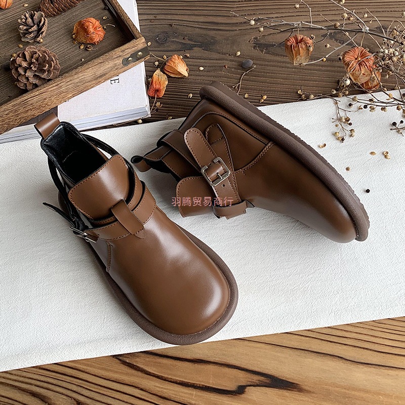 平底马丁靴女及踝靴2025新款英伦风复古靴子森系小短靴加绒二棉鞋