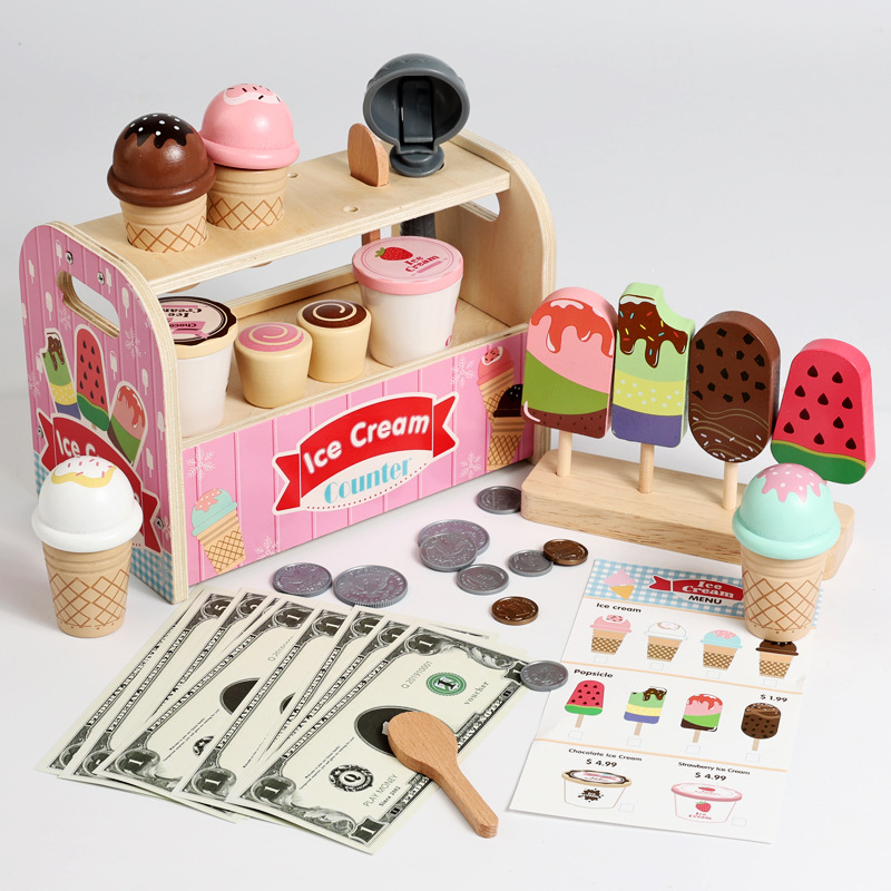 Educación temprana simulación de cocina de helado helado barra de hielo tienda de juguetes de rol puzzle