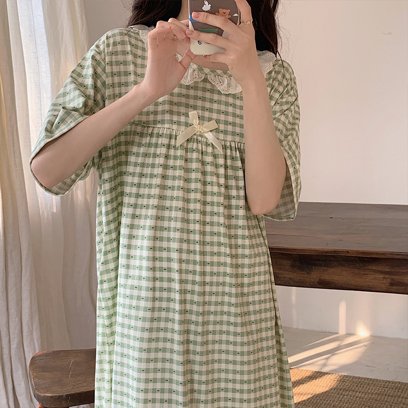대외 무역 국경 인터넷 연예인 라이브 한국 스타일 인스타그램 스타일 반팔 잠옷 여성 여름 꽃 무늬 느슨한 잠옷 홈 옷