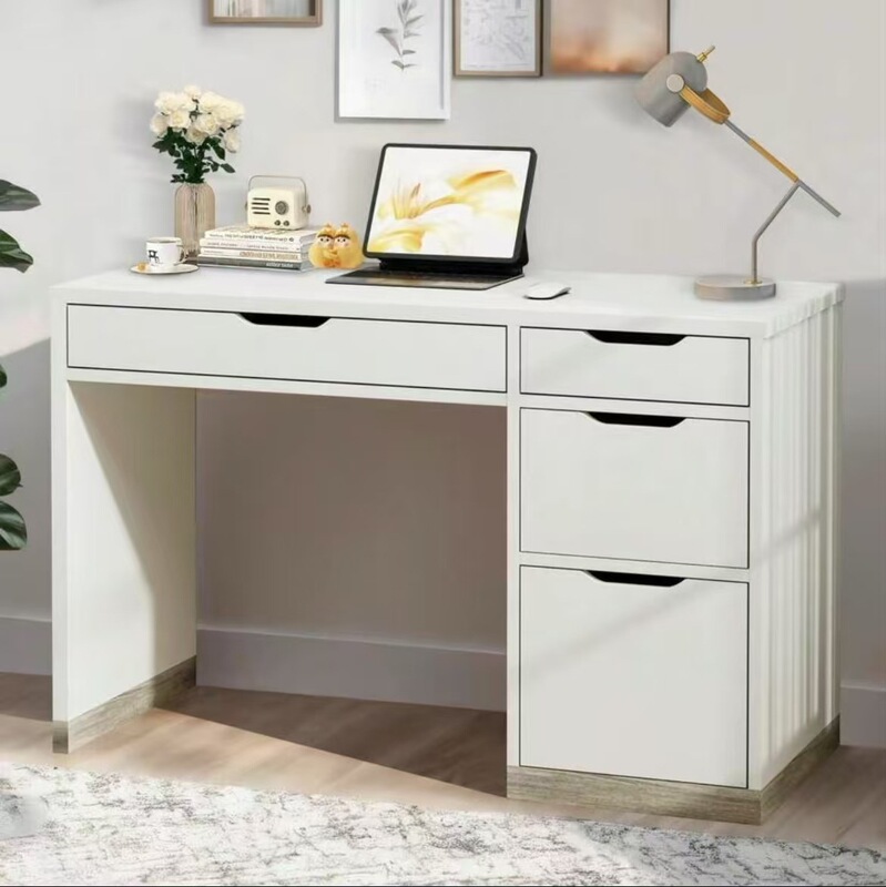 Cross-Border E-Commerce Export White Desk with Drawers, Modern Computer Desk with File Drawers