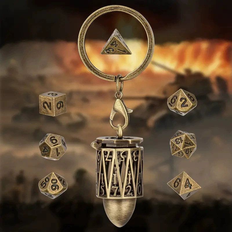 Metal bullet, dice, board game, keychain