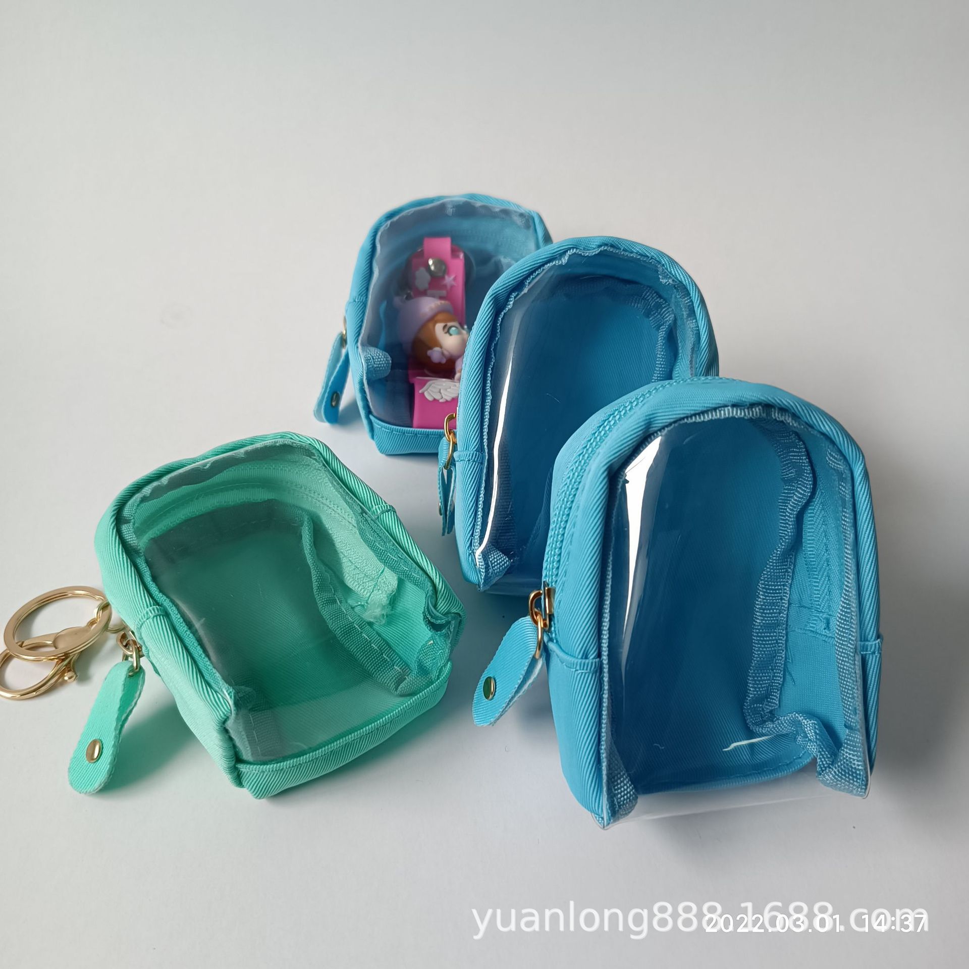 批发PVC晒娃包透明挂件袋手办展示收纳包迷你零钱包拉链袋礼品袋