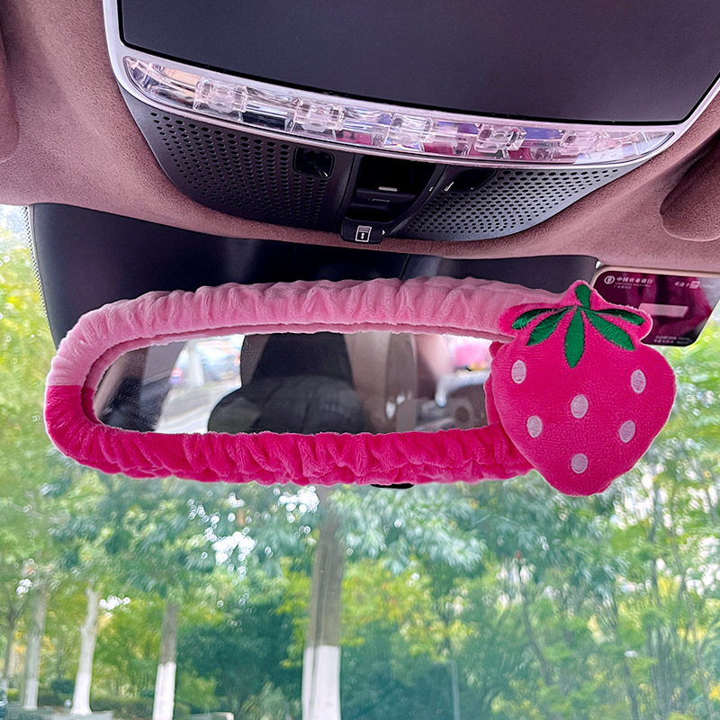 【High Quality, Good Workmanship】Crystal Velvet Shoulder Pads, Car Gear Shift Cover, Rearview Mirror Cover, Interior Accessories