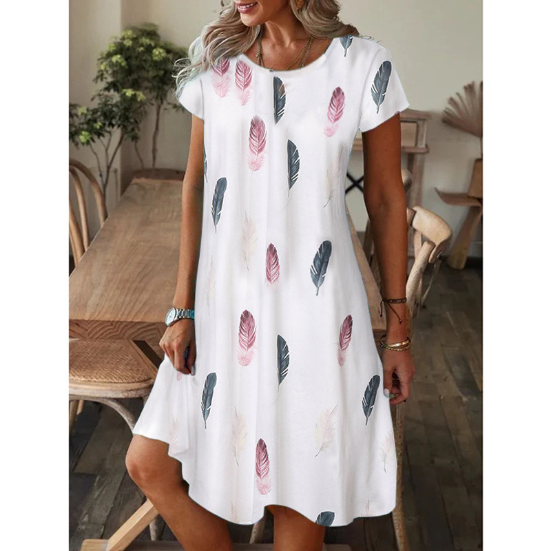 Women's Regular Dress Casual Round Neck Printing Short Sleeve Printing Knee-length Daily display picture 5