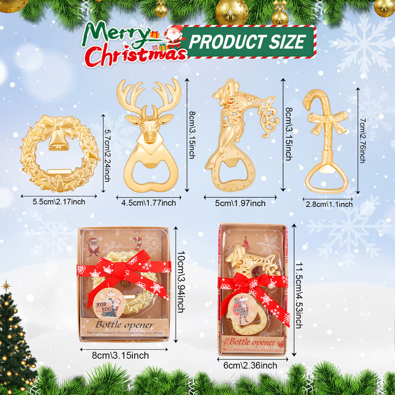 新しいクロスボーダーホットセールゴールデンメタルクリスマスボトルオープナークリスマスギフトパーティーギフトキッチンバー用品|undefined