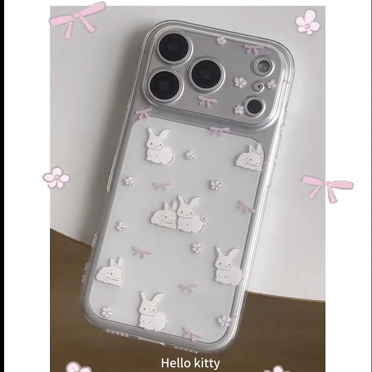 Sweet Bow-Knot Rabbit Phone Case Suitable for Apple 17Pro, 16, 15Promax, 14 Space Case, 12, 13 Transparent Sweet Bow-Knot Rabbit Phone Case Suitable for Apple 17Pro, 16, 15Promax, 14 Space Case, 12, 13 Transparent