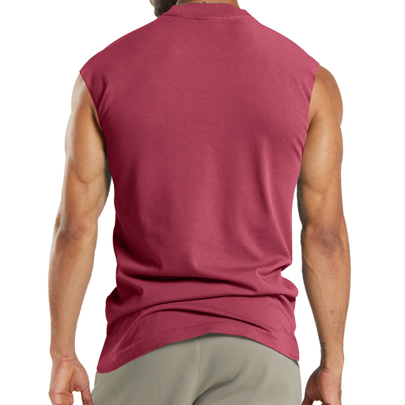 2024 Summer New Kam Shoulder Large Men's Short Sleeve Button Pocket Sleeveless T-shirt_voghion.com