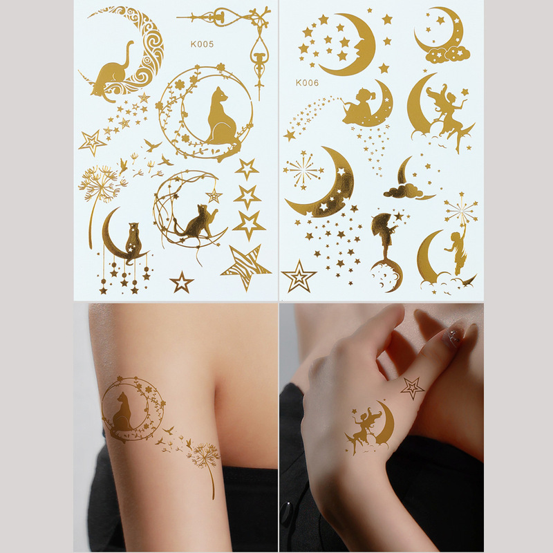Tattoo stickers Sun Moon stickers arm tattoo gilding fashion personality wrist water transfer temporary tattoo stickers