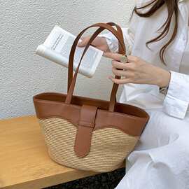 草编托特包大容量子母包2025包包女休闲沙滩包编织单肩手提包水桶