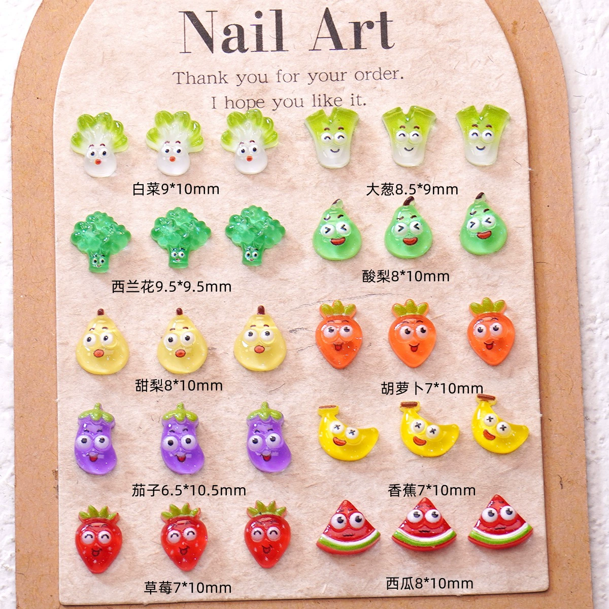 Модные фруктовые и овощные мультяшные украшения для ногтей, милые 3D носимые аксессуары для ногтей, клубника, арбуз, маленькие аксессуары