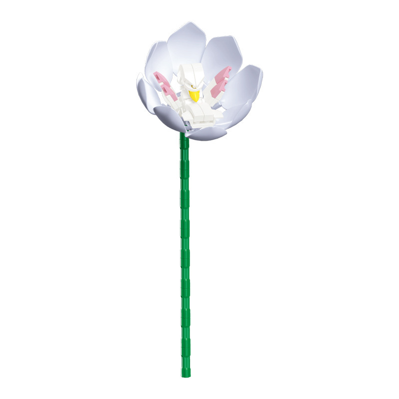 钻马积木花永生花束抱抱桶仿真花小颗粒积木DIY玩具七夕女生礼物|undefined