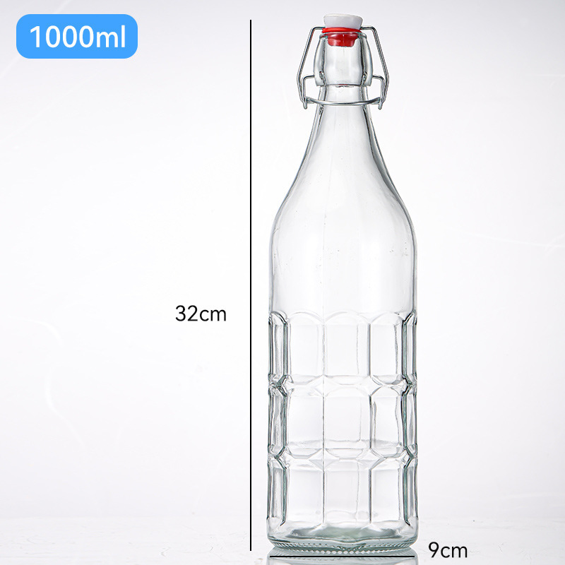 Botella de vino de cierre de vidrio transparente botella de cerveza de enzima botella de vino de hielo botella vacía de vidrio sellado botella de cerveza