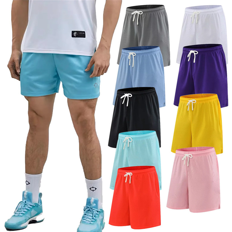 Large Mesh Double-Layer Sports Shorts Quick-Drying Breathable Loose Casual Knee-Length American Simple Basketball Pants Summer Men Large Mesh Double-Layer Sports Shorts Quick-Drying Breathable Loose Casual Knee-Length American Simple Basketball Pants Summer Men