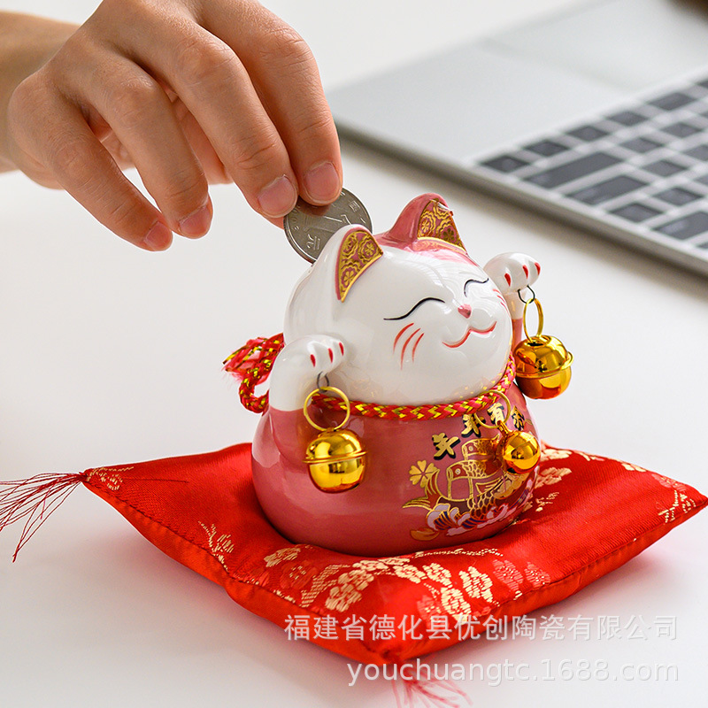 3.5寸小号招财猫摆件店铺开业收银台家居客厅桌面装饰礼品|ms