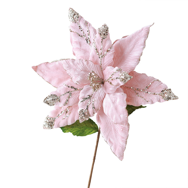 Buscando nuevos árboles de Navidad decoraciones de flores de Navidad 40cm super grande de alta calidad teñido de flores simuladas arreglos de flores de Navidad