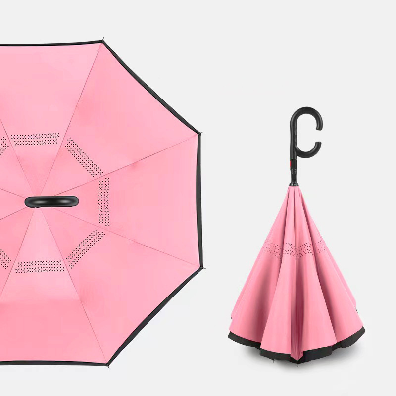 Reverse Umbrella Double Layer C Type Handfree Car Reverse Umbrella Folding Sunny Umbrella Straight Rod Advertising Umbrella Printing Logo