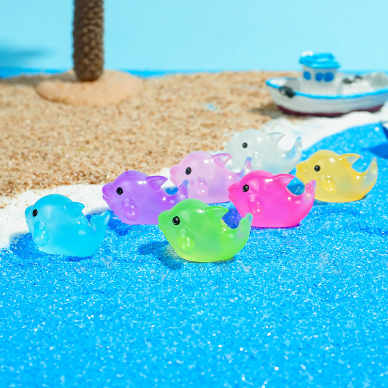 Luminoso y colorido delfín micro paisaje creativo lindo acuario pecera accesorios de decoración de bricolaje mini adornos