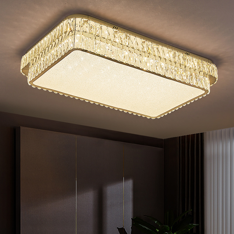 不锈钢线割水晶吸顶灯大厅灯网红卧室灯高级感客厅餐厅书房灯具