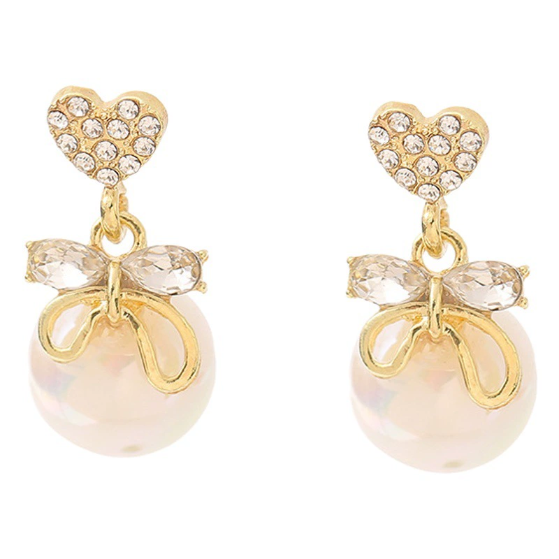 Серьги с жемчугом и бриллиантами в форме сердца, новый стиль, высококачественные модные женские изысканные серьги в форме сердца