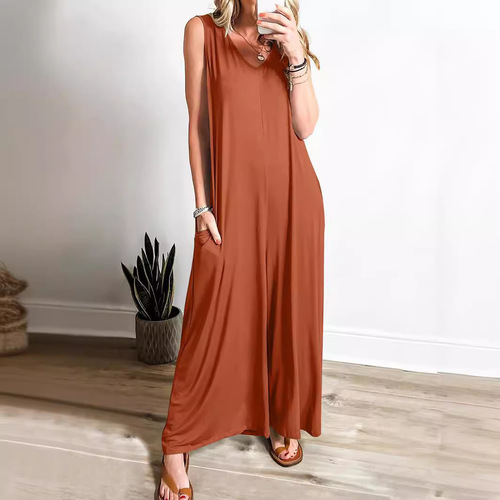 Temu Summer Fresh Casual Women's Pocket Bodysuit Thin Bodysuit for Amazon Independent Store