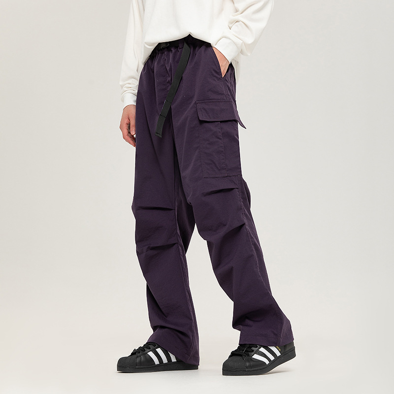 Ning night purple overalls men's spring 2024 new functional style umbrella pants men's and women's same loose straight pants