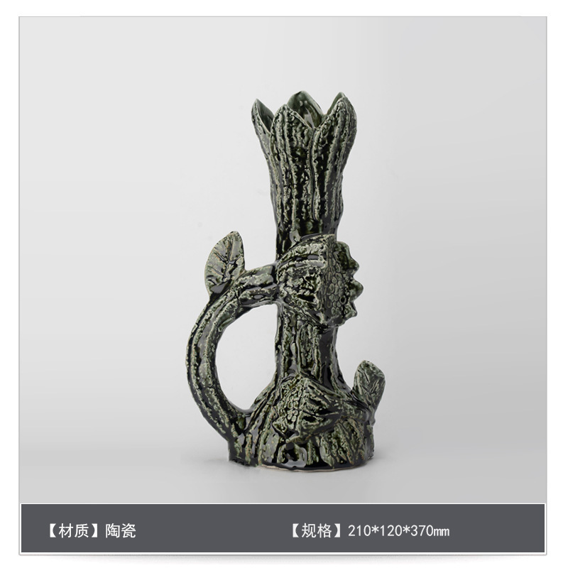 中世スタイルのセラミックフラワー花瓶装飾アートB&Bモデルルームゲストテーブルハイエンドフラワーアレンジメント装飾|undefined