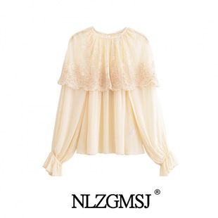 2024 Winter New Women's Clothing European and American Style Fashion Cloak Decorative Romantic Style Shirt 6895256