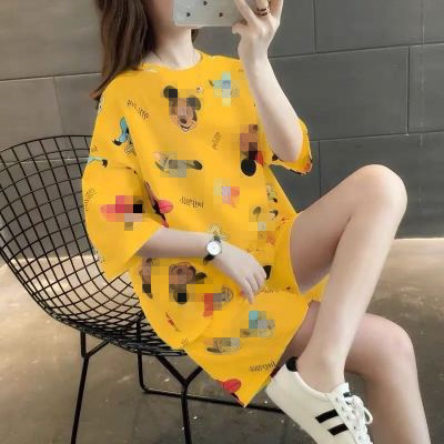 女性用夏の半袖パジャマ、キュートで甘い漫画の半袖プラスサイズのレディースレターガールホームウェア薄手のスーツ|undefined