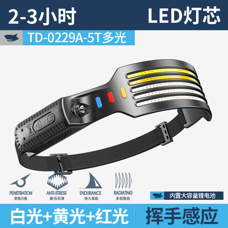 Sonriente tiburón transfronterizo nueva lámpara de inducción multifuncional lámpara de cabeza ajustable multi-posición lámpara de luz multi-fuente de luz iluminación exterior