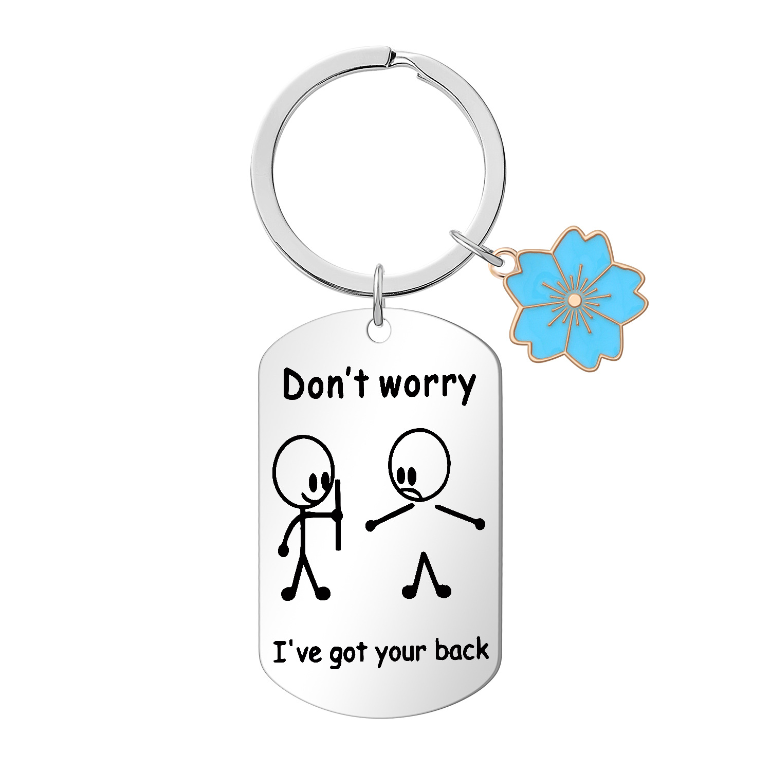跨境趣味礼物棒形人不锈钢钥匙扣I’ve Got Your Back钥匙圈挂件