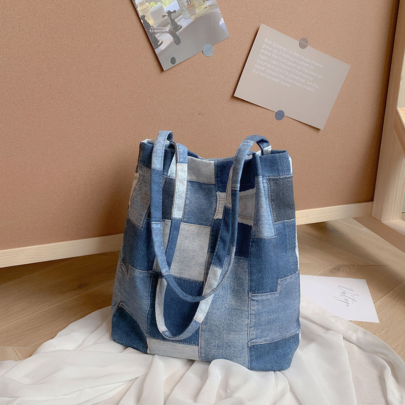 Women's 2024 New Cloth Trendy and Fashionable Denim Tote Versatile Large Capacity Casual Handheld Shoulder Bag_voghion.com