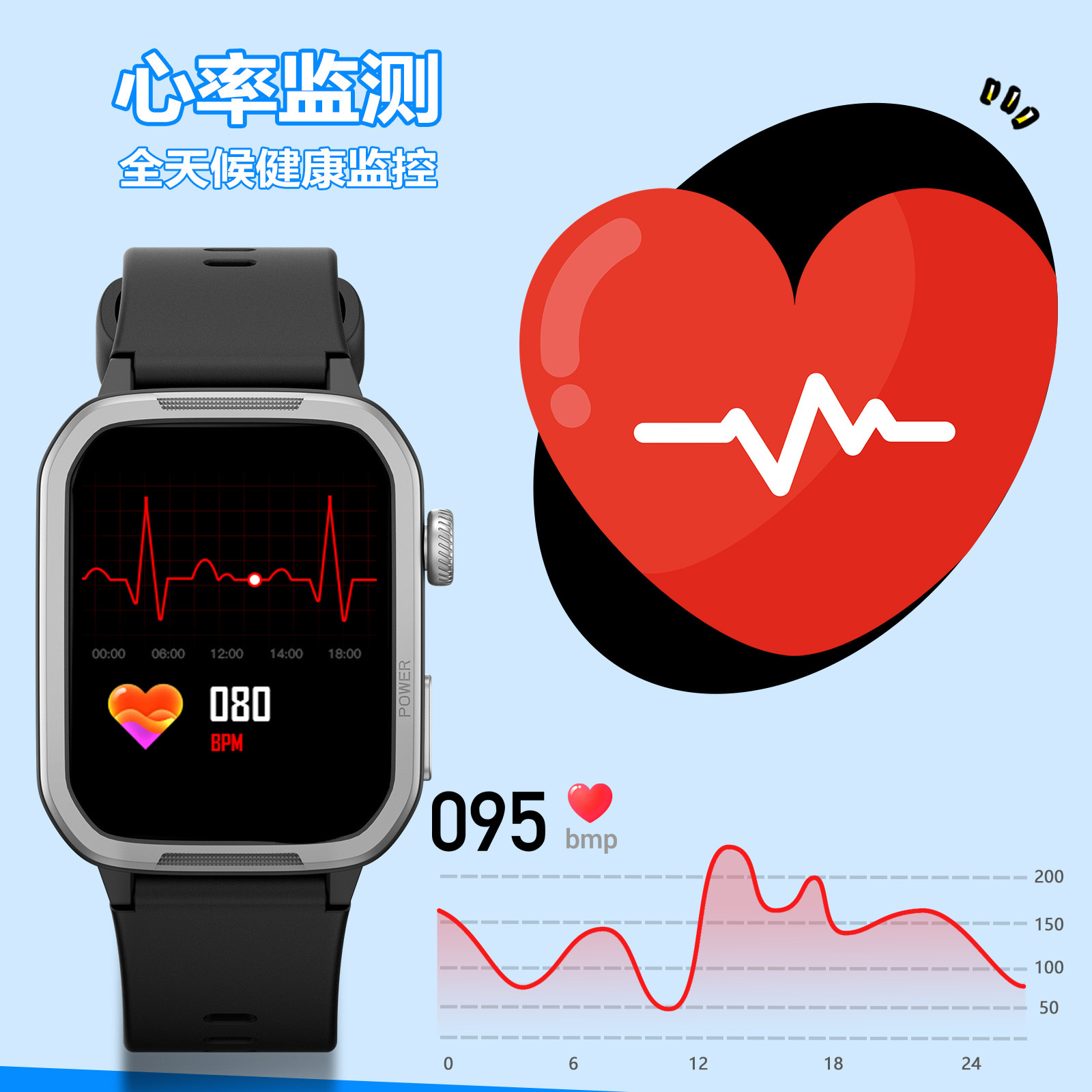 Cross-Border Hot-Selling H96 Kidsren's Smart Watch Heart Rate Health Sports Monitoring Sleep Watch Boys and Girls Gift