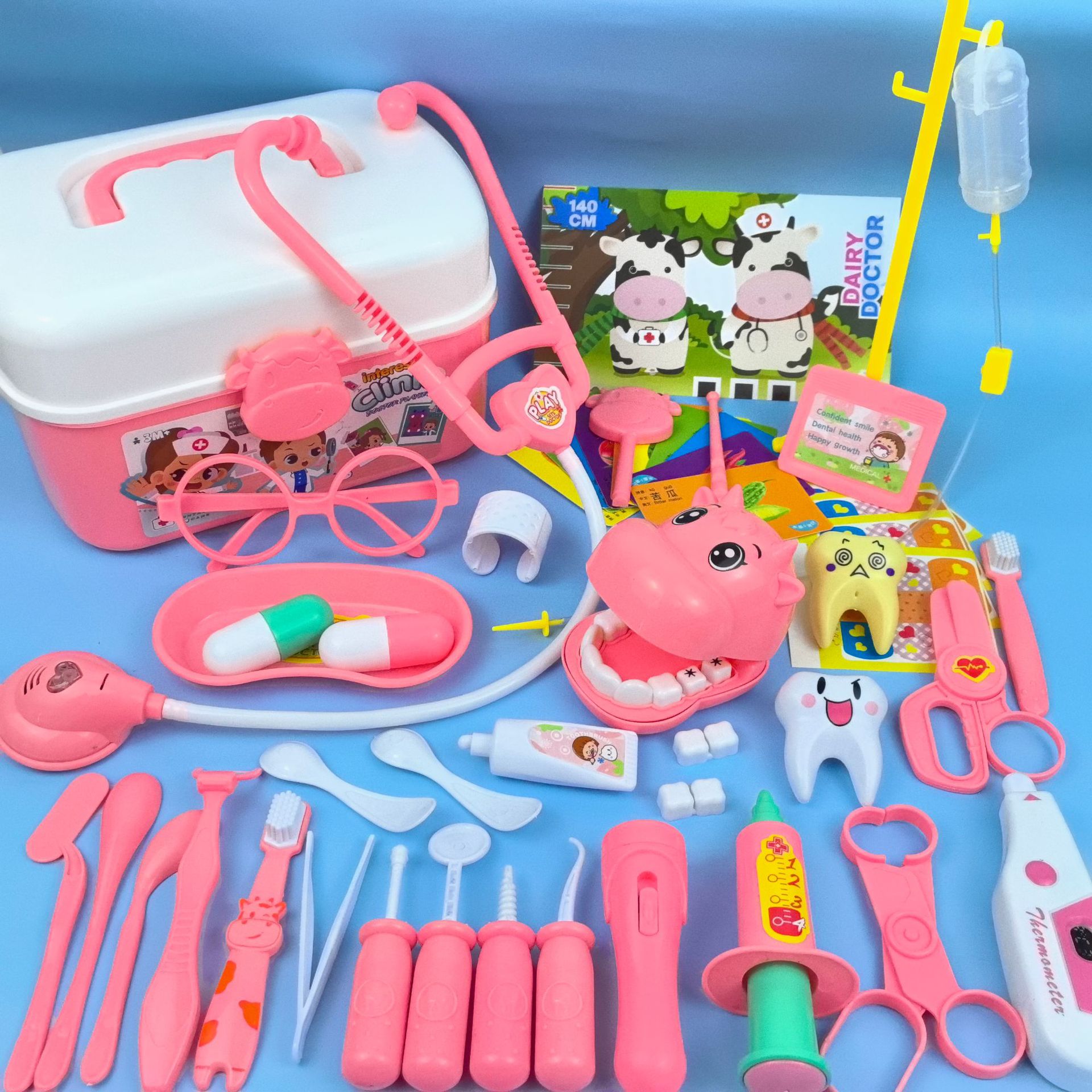 Fabricante directo para niños en casa médico juego de juguetes para niños y niñas simulación de juguetes de inyección estetoscopio caja médica