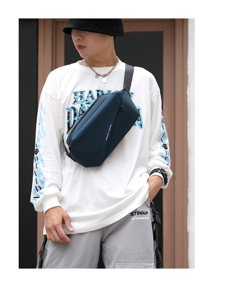 New cross-border men's waist bag, outdoor sports mobile phone bag, multi-functional large-capacity chest bag, casual single-shoulder crossbody bag undefined