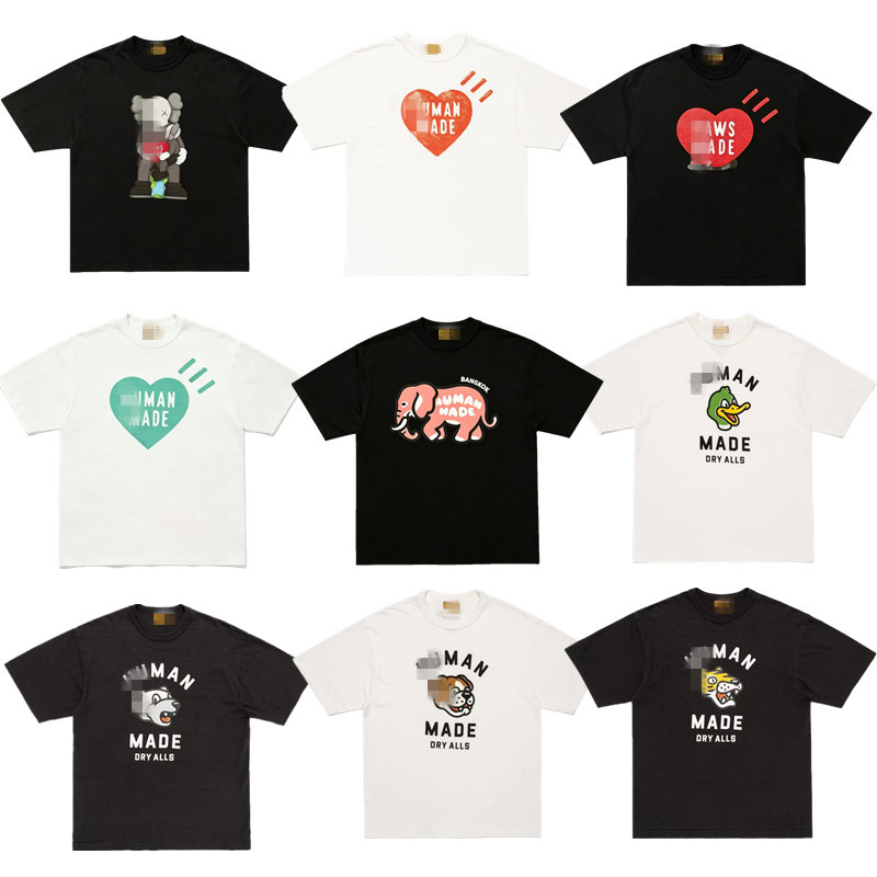 Japanese retro bamboo cotton cartoon T-shirt with a round collar