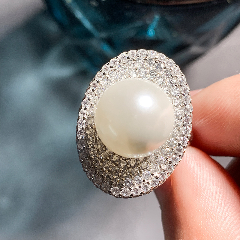 Zhuang Sheng joyería S925 plata con incrustaciones aobei madre perla vintage europeo y americano blanco joyería traje 14 mm12mm