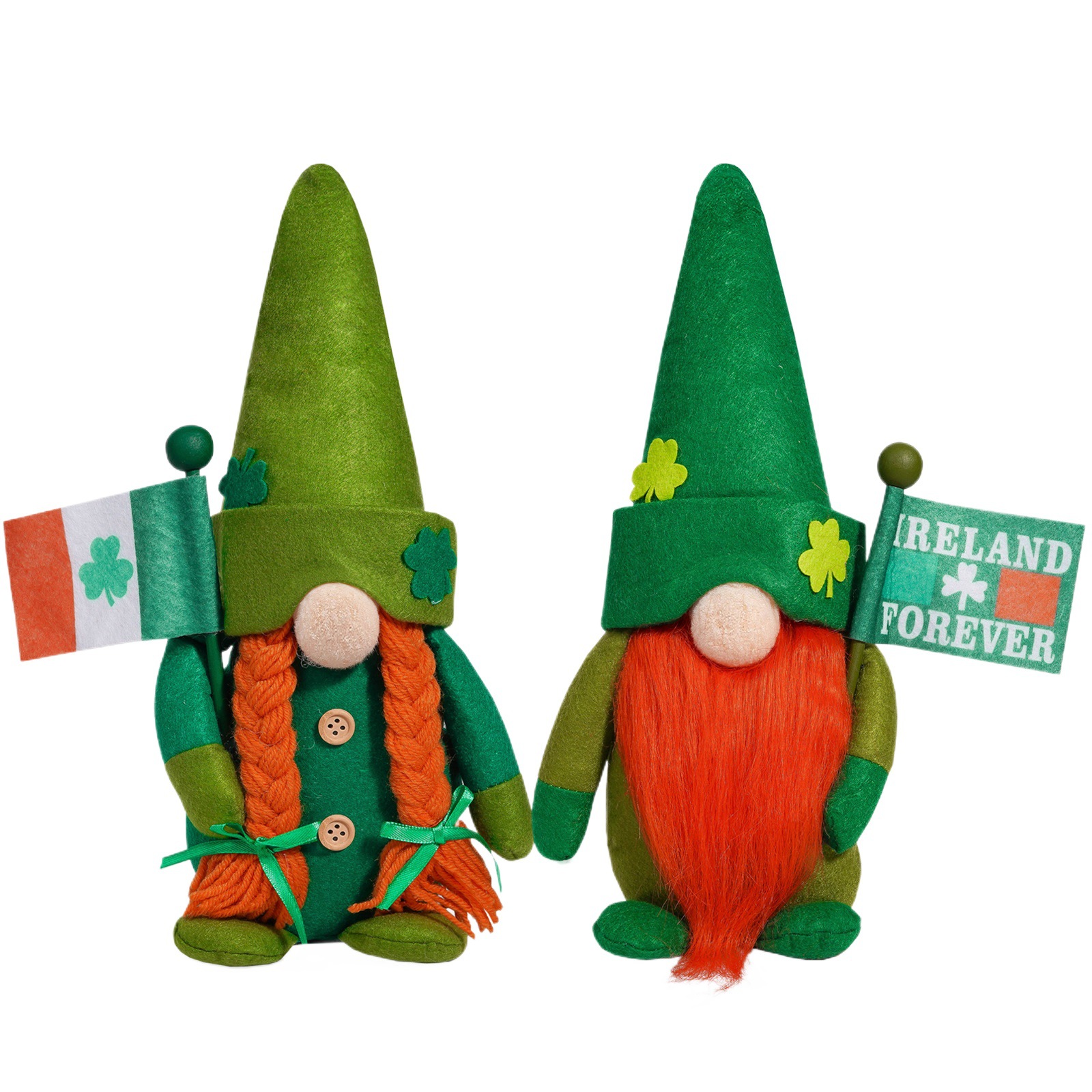 Muñecas irlandesas transfronterizas del día de San Patricio sin cara enano creativo hojas verdes Rudolph decoraciones
