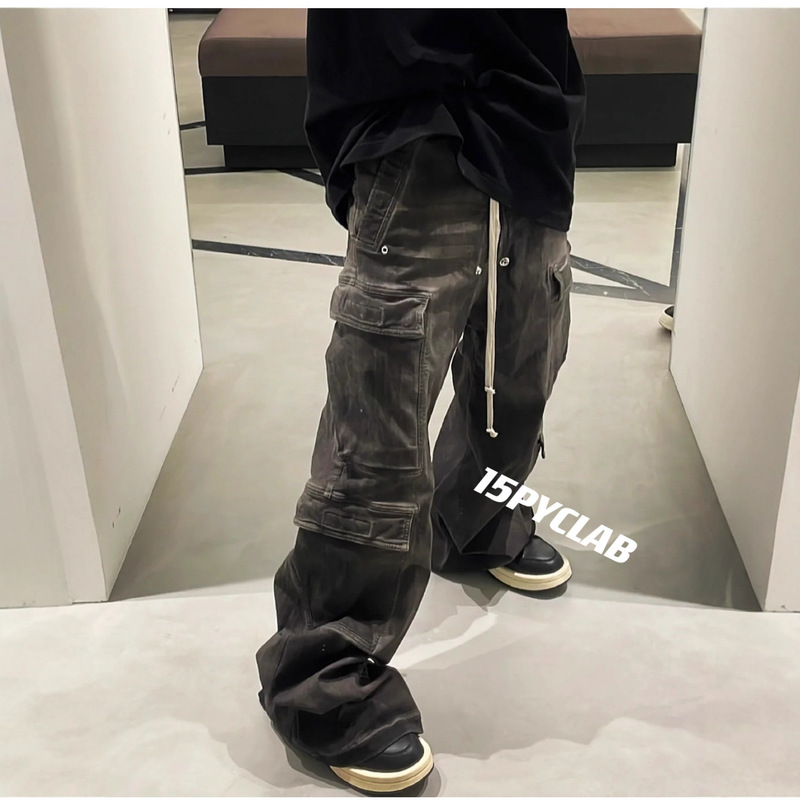 Original RO Mainline 23SSBela Cargo Heavy Industry Dirty Wash Smoke Grey Mopping Foil Jeans